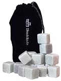 DBTech Set of 18 White Whisky Chilling Rocks IN BULK with a Muslin Pouch - Chill Your Whiskey with these rocks Without Dilution - 18 Rocks Carved out of 100% Pure White Soapstone