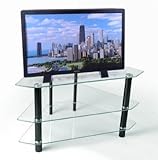 Corner Glass TV Stand in Clear Black Finish