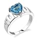 Jewelry : Sterling Silver 2.25 cts Heart Shape Swiss Blue Topaz Ring Size 7