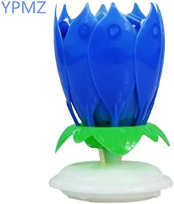 Birthday Candle,Plays Music,with 14 Little Candles and Spins(Blue)