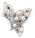 Jewelry : Sterling Silver Pearl and Garnet Butterfly Pin Brooch