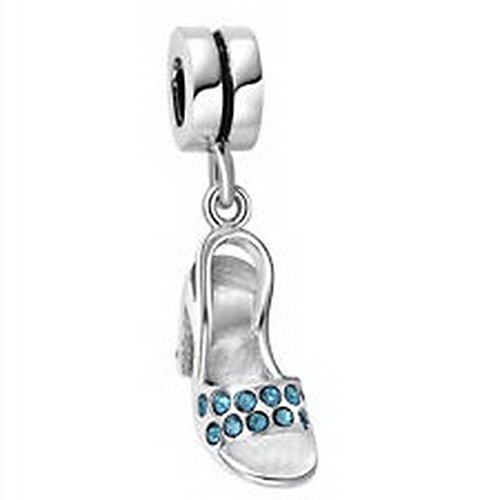 Beads Hut - Tribe Sterling Silver Crysyal Gem Shoe Cinderella European Bead Fit Charm Bracelet