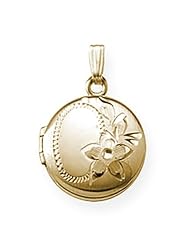 GOLD FILLED Small Round Locket with Chain 2/3 inch x 2/3 inch