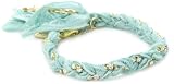Ettika Turquoise-Color Braided Vintage Ribbon Rhinestone Crystal Bracelet
