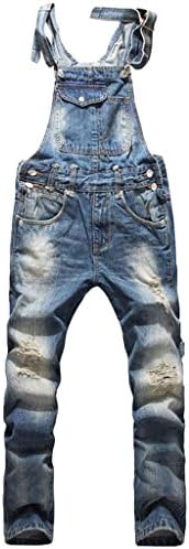 Buygold Mens Slim Fit Denim Bib Overall Blue