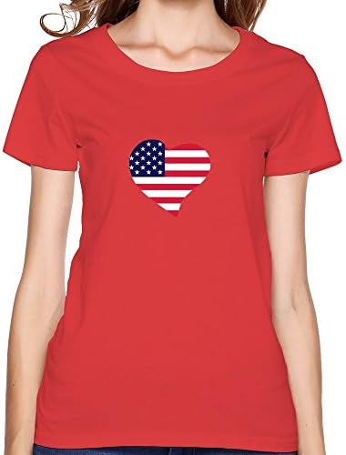 TIANYI Custom Women's USA Heart T Shirt SizeL ColorRed