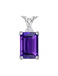 Original Star K (tm) Large 14x10mm Emerald Cut Simulated Amethyst Pendant in 925 Sterling Silver
