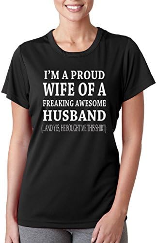 I'm a Proud Wife of a Freaking Awesome Husband T-shirt (267a) (3XL, Black)