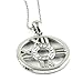 Roman Numeral Round Crystal Charm Necklace Silver Tone