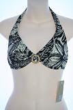 Swim Systems Women's Swimwear Top Separates - Underwire Halter - Black and White - 32 D