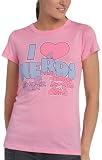 Junk Food Juniors' I Love Nerds Heather Short Sleeve Basic Tee