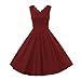 LUOUSE Retro V Neck Sleeveless Vintage 50's 60's Cocktail Party Swing Dress