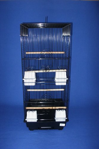 New Canary Parakeet Cockatiel LoveBird Finch Flat Top Bird Cage 14x16x31, 6624BLK