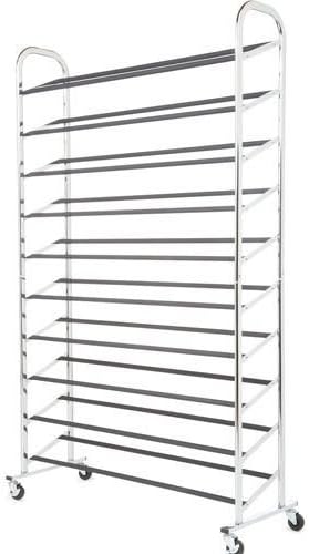 50 Pair Free Standing 10 Tier Shoe Tower Rack Chrome Metal Shoe Rack S59