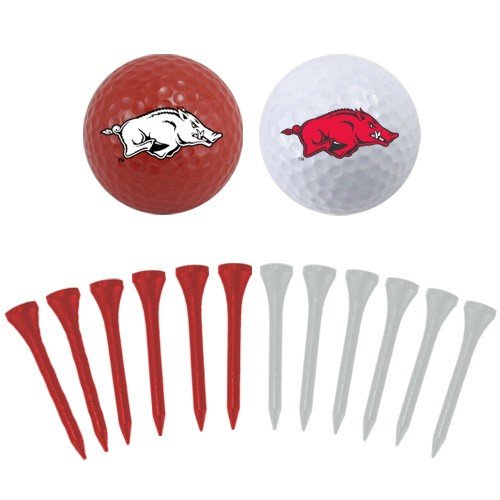 Arkansas Razorbacks Two Golf Balls And Twelve Tees Set