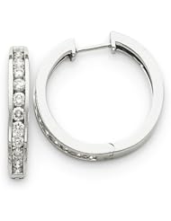 14k White Gold Diamond Hinged Hoop Earrings. Carat Wt- 0.99ct. Metal Wt- 6.59g