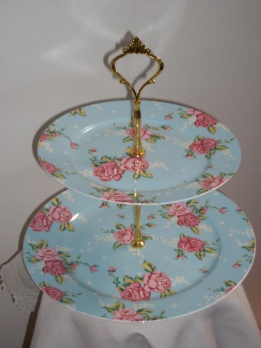 Floral Blue 2 Tier Cake Stand floral tiered cake. Floral Blue 2 Tier Cake Stand