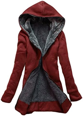Shanmou Women's Long Winter Polar-Fleece Thickened Coats Jackets(Claret, M)