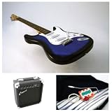  : Crescent 39" Transparent Blue Electric Guitar with Accessories and 10 watt AMP