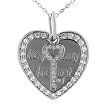 Sterling Silver CZ Heart Pendant with Message 'key to my heart'