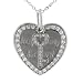 Sterling Silver CZ Heart Pendant with Message 'key to my heart'