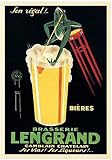 Vintage Brasserie LENGRAND Beer Drinking Frog Funny BAR POSTER