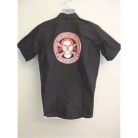 Lucky 13 Rock n Roll Tattoo Your Soul Black Work Shirt, Rock n Roll Tattoo Design Mens Button Front Work Shirt for Clubbing, Musicians, Car Clubs and Bowling Shirts.