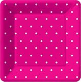 Design Swiss Dot-Pink Square Dessert Plate, 8 Count (Pack of 3)