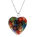 Murano Glass Sterling Silver Bead Multi Color Millefiori Flower Heart Pendant