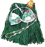 Hawaiian Grass Skirt Set Cotton Bra Top Green Infant