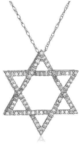 10k Choice of White or Yellow Gold Diamond Star of David Pendant (1/6 cttw, I-J Color, I3 Clarity)