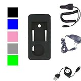 (4 in 1 Insignia Sport Deluxe) New Insignia Sport Silicone Skin Case Cover for the New Insignia Sport mp3 player + Car Charger + Travel Charger + USB retractable data cable (Insignia Sport not included)