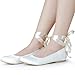 ELEGANTPARK Wedding Flats Shoes Women Wedding Shoes for Bride Flats Bridal Shoes Flats Comfortable Satin Closed Toe Ribbon Tie Ballet Flats