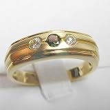 14K Green and White Diamond Man's Ring