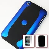41DB9pTLAJL. SL160  New black & blue hard case for iPhone 3G S / 3GS / Speed & iPHONE 3G + Black soft pouch case + Screen protector