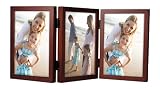 Malden International Designs Dark Walnut Concept Wood Triple Vertical Openings Picture Frame, 4-Inch by 6-Inch