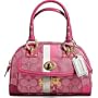 Coach Heritage Stripe Signature Small Satchel Bag Tote 13197 Magenta