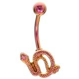 Pink Sexy Coiled Snake Anodized Titanium Belly Button Ring