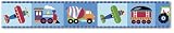 Olive Kids Trains Planes Trucks Wall Border Coordinating