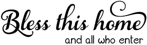 Bless this home and all who enter. Wall Decal Words Quote Sticker