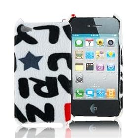 Plush English Words and Five-pointed Star Pattern Skin Case/ Cover/ Shell for iPhone 4G