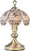14.25h Glass Indian Theme Antique Bronze Base Touch Lamp