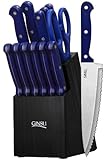 Ginsu 3889 Essential Series 14-Piece Cutlery Set with Black Block, Blue