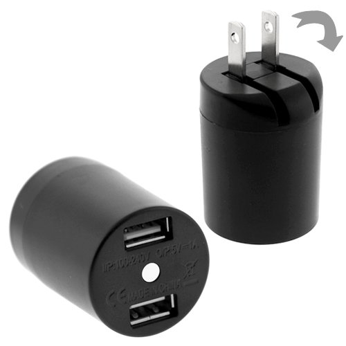 External hard drive:GTMax 2-Port Travel AC Charger Power Adapter - Round Black for iPhone, iPod, MP3 MP4 Players, Digital Cameras, Smartphone, Cell Phones, Kindle