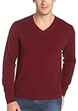  : Red Moon Men's 100% Cashmere Long Sleeve V-Neck Pullover Sweater, Wine, Small