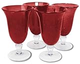 Artland Iris Footed Ice Tea, 18-Ounce, Ruby, Set of 4