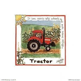 Tractor by Lila Rose Kennedy. Size 5.02 inches width by 5.05 inches height. High Quality Art Poster Print