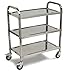 Carlisle FoodService Products Utility Cart Wheeled Cart with 3 Shelves for Office, Restaurant, Hotel, and Hospital, Stainless Steel, 33.4 x 15.6 Inches, Gray