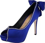 Pour La Victoire Women’s Cristella Peep-Toe Pump,Blue,8 M US