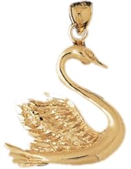 Dazzlers Solid 14k Gold Swan Charm Pendant Available in three colors from jewelsberry (weights: 4.9 grams only)